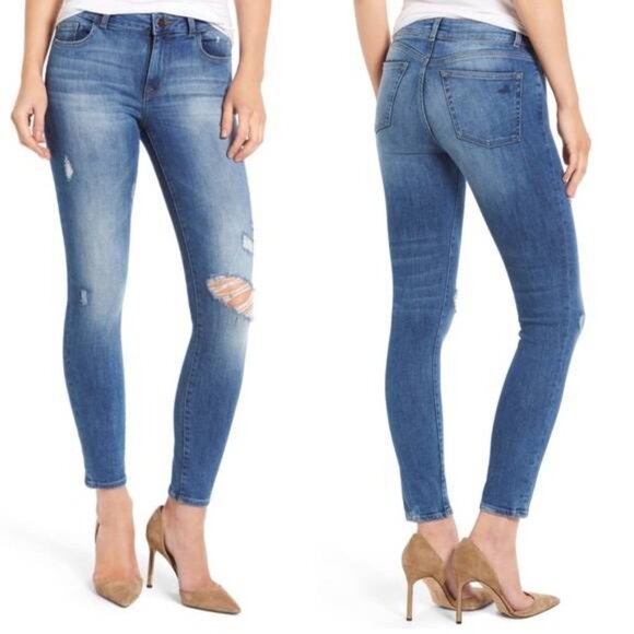 DL1961 Margaux Stealth Distressed Instaculpt Ankle Skinny Jeans - Picture 1 of 11